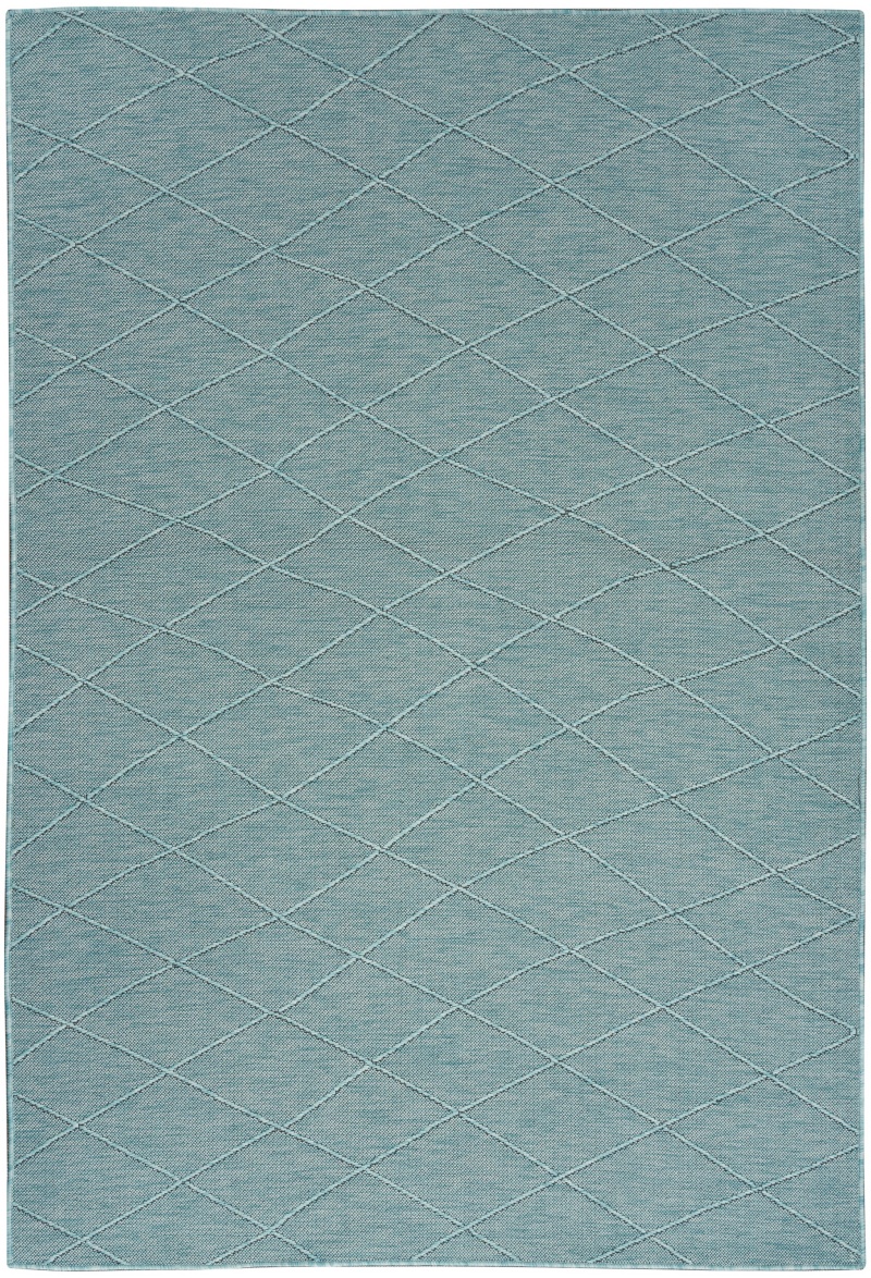 Aqua Polypropylene Modern Area Rug, 6 ft x 9 ft