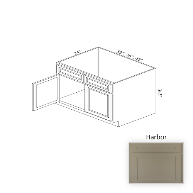 Sb33 Harbor Wood Kitchen Sink Base Cabinet - 33" X 34.5" X 24" (Assembly Required) - Harbor