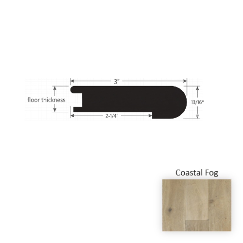 Reserve Coastal Fog Hardwood Moulding / Trim - 3" X 90" Flush Stair Nose - Wire Brushed