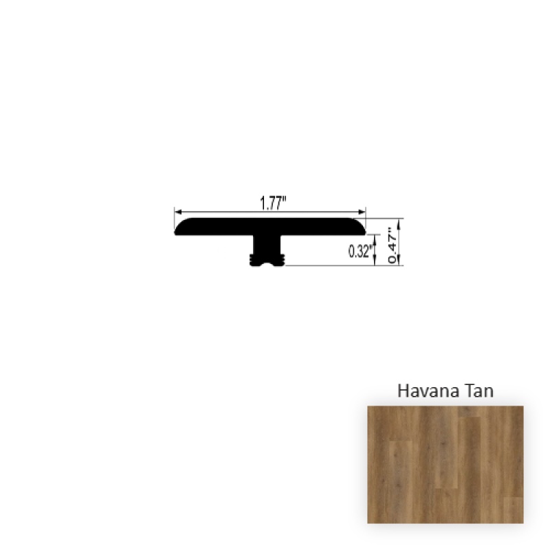 Versacore Pureedge Havana Tan Luxury Vinyl Moulding / Trim - 1.7" X 94.5" Flat T Molding - Ceramic Bead