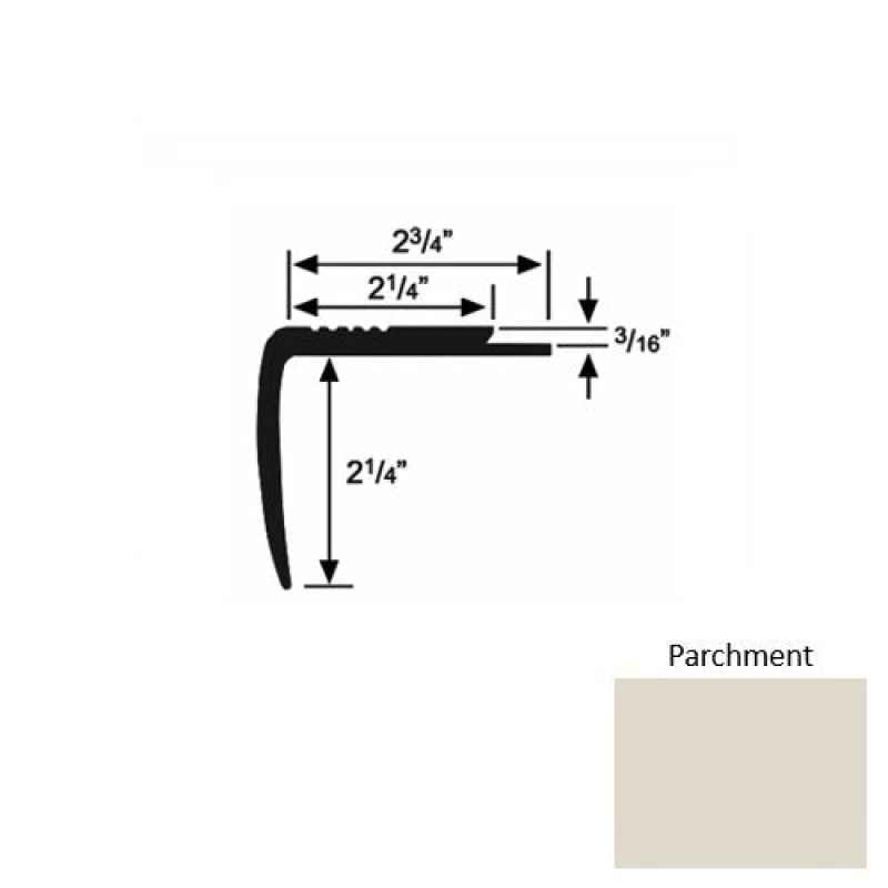 Solid M07 Parchment Rubber Modified Underlap Stair Nosing (Sq) - 2 3/4" X 9 Ft (108")