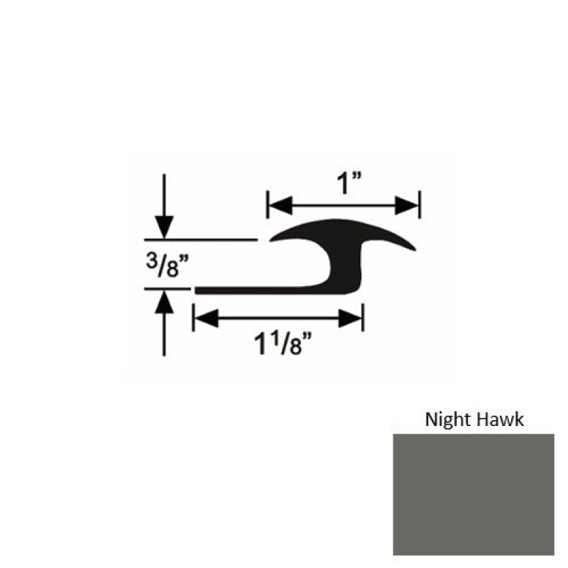 Solid 60 Night Hawk Rubber Tile / Carpet Joiner - 1 1/8" X 9 Ft (108") X 3/8"