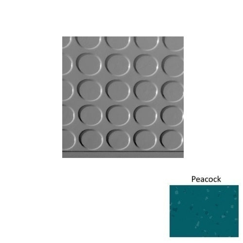 Symmetry 97 Peacock Vantage Raised Circular Rubber (Sq) With Galley Red Abrasive Strip Stair Tread With Dupont Kevlar - Textured