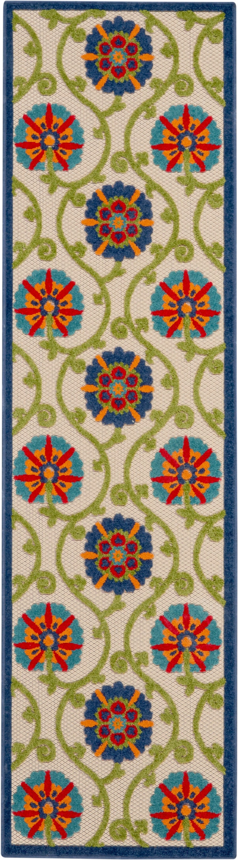 Aloha Blue / Multicolor Polypropylene Runner Rug