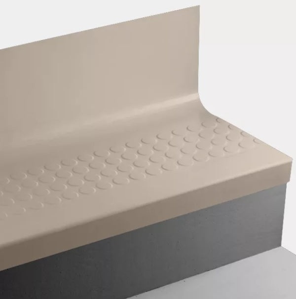 Johnsonite Wicker Raised Round Rubber Moulding / Trim, 19" x 108" Angle Fit Stair Tread with Riser (Sq), Textured
