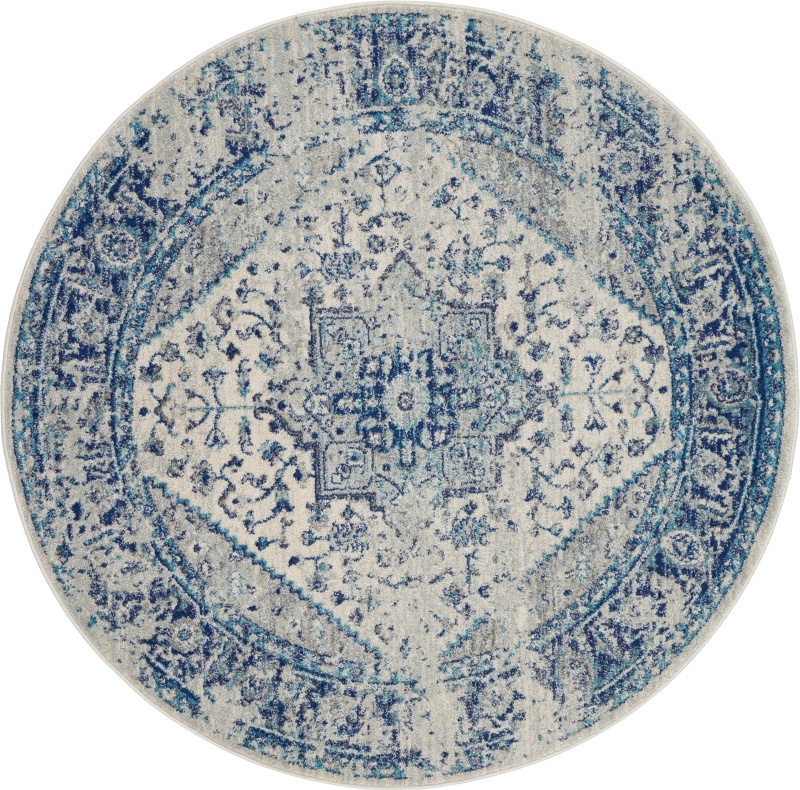 Tranquil Tra06 Ivory / Light Blue Polypropylene Vintage Area Rug