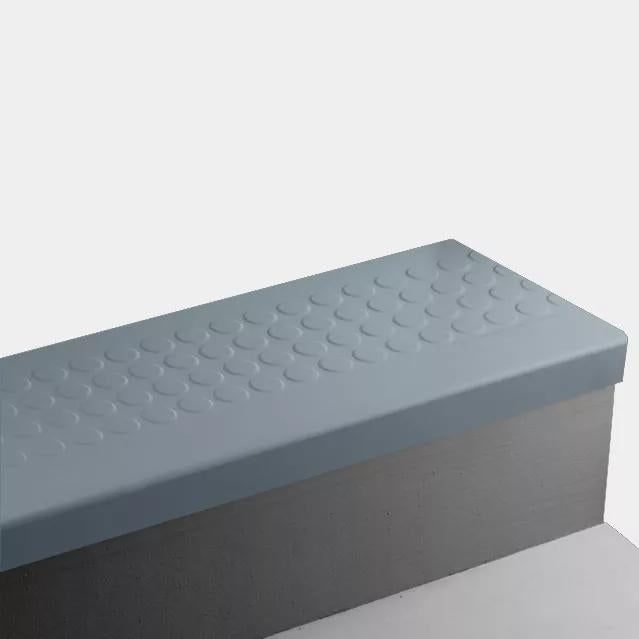 Windsor Blue Raised Round Rubber Moulding / Trim, 12 1/4" x 48" Angle-Fit Stair Tread Without Riser (Sq) - Textured