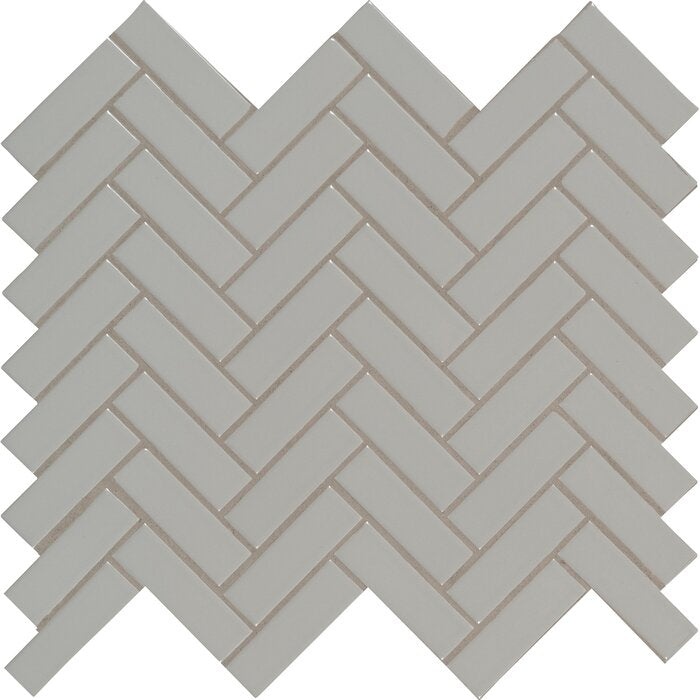 Domino Gray Porcelain Mosaic - 1 7/8" X 2 7/8" Herringbone - Glossy, Per Pack: 16.9 Enter Quantity In Sqft