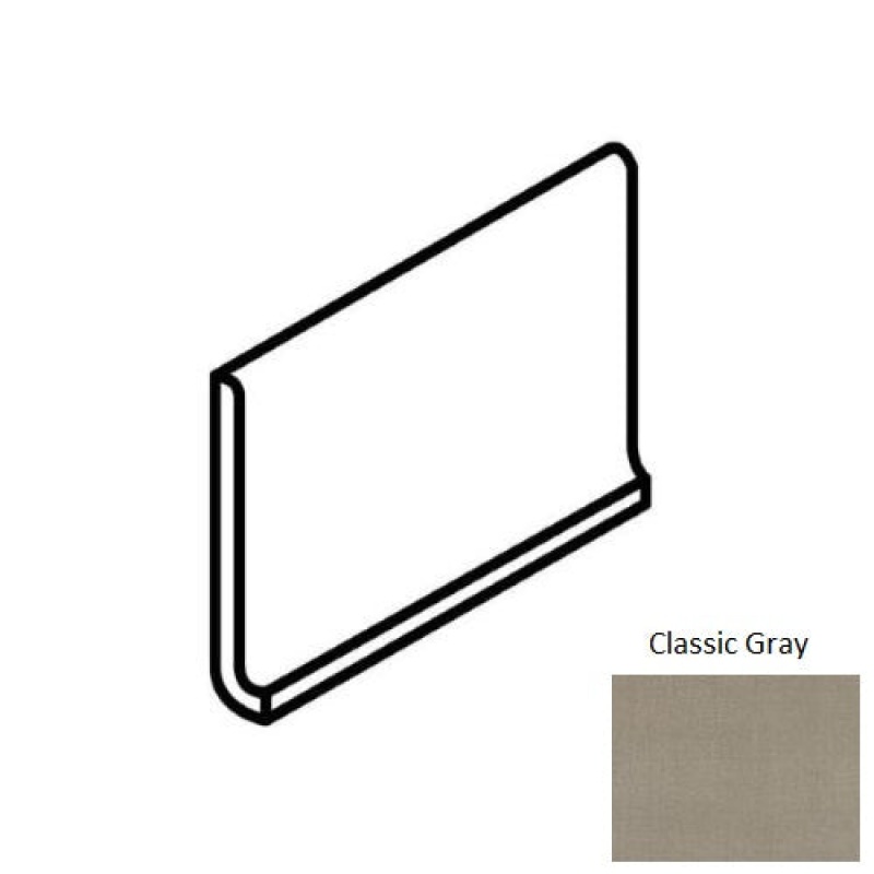 Elemental Canvas Classic Gray Ceramic Floor & Wall Trim - 6" X 12" Cove Base - Matte