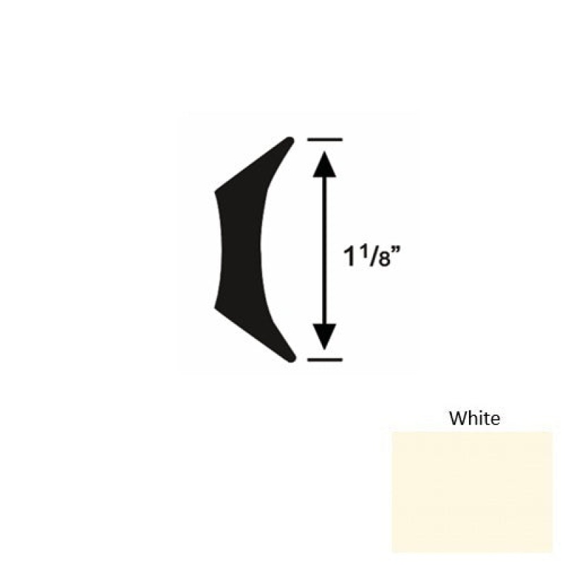 Solid 44 White Rubber Fillet Strip - 1 1/8" X 9 Ft (108")