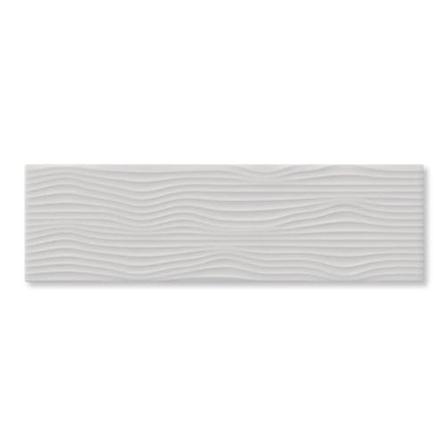 Nomad Ebb And Flow Ash White Ceramic Tile - Glossy - 3.5" X 12"