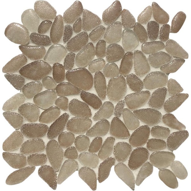 Aquatica Liquid Rocks Sandy Beige Random Glass Mosaic