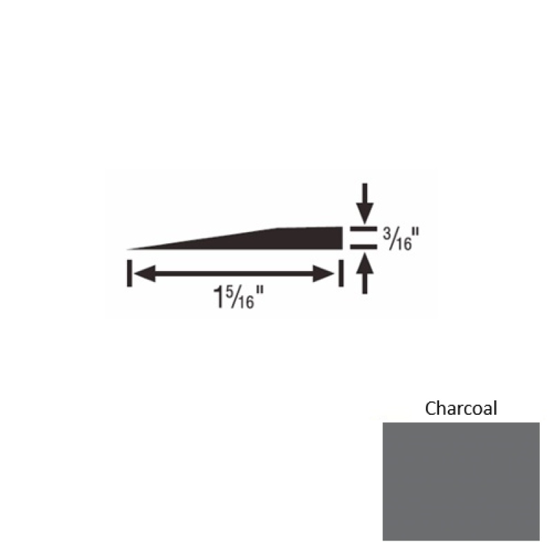 Solid 23 Charcoal Rubber Reducer Strip - 1 5/16" X 9 Ft (108") X 3/16"