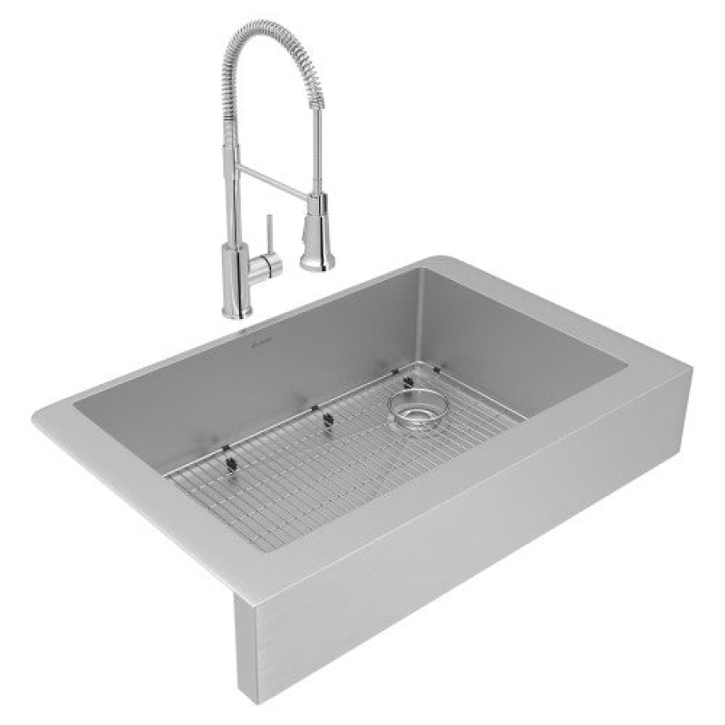 Ectruf30179rfbc Crosstown Stainless Steel Farmhouse Single Bowl Workstation Kitchen Sink - 35 7/8" X 20 1/4" X 9" - Stainless Steel