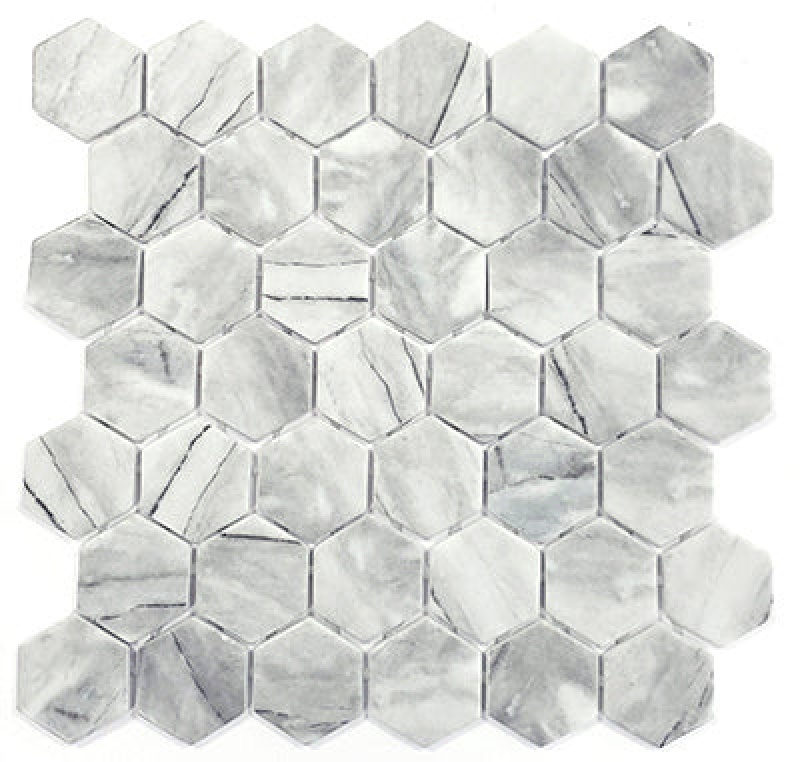 Inverno Grey Glass Mosaic - 2" X 2" Hexagon - Matte