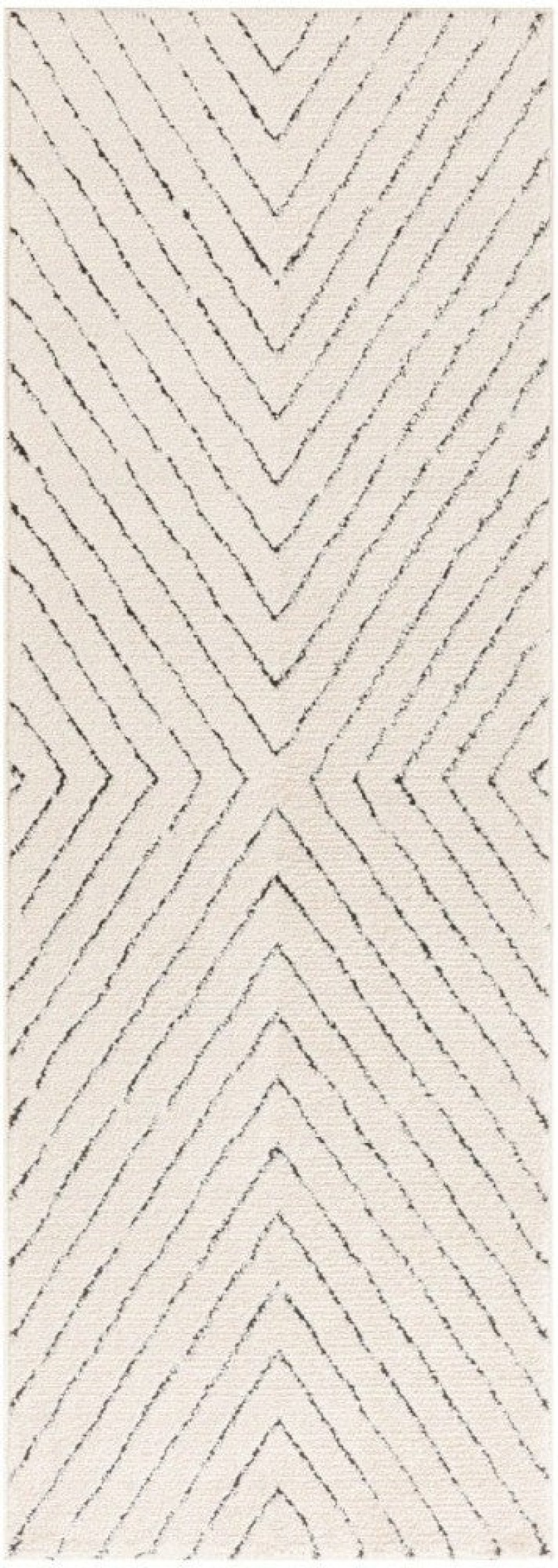 Modern Comfort Ivory Black Mnc01 Polyester Contemporary Area Rug - 10 Ft Runner - Ivory Black