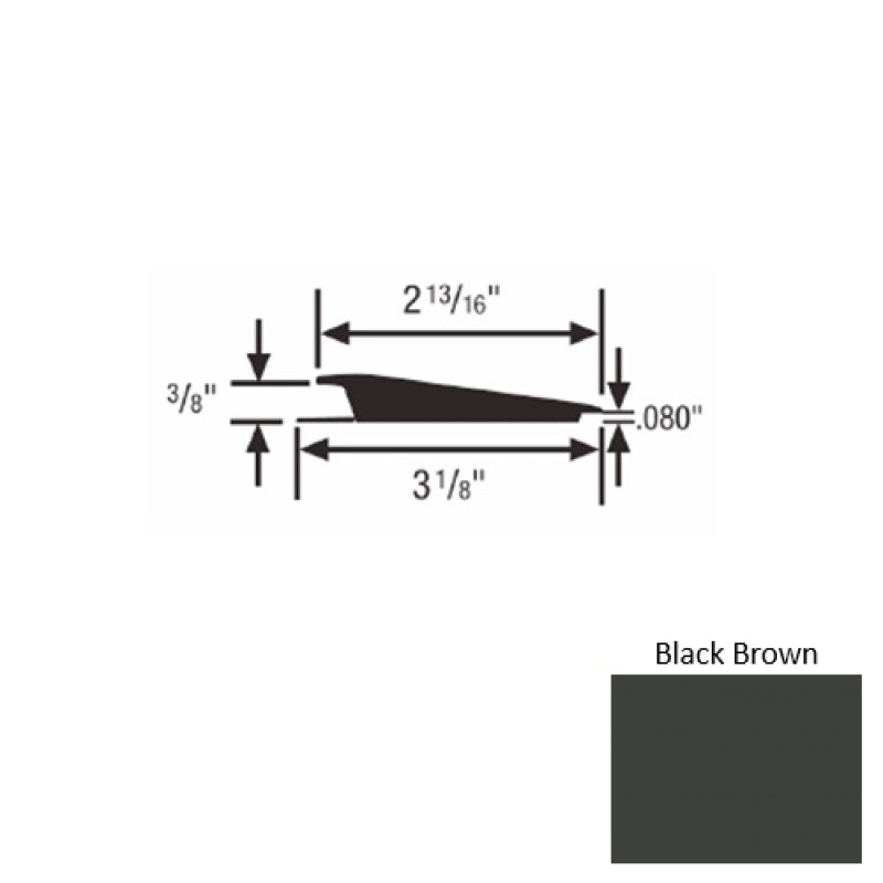 Solid 66 Black Brown Rubber Rolling Traffic Transition - 3 1/8" X 9 Ft (108") X 3/8" - 0.080"