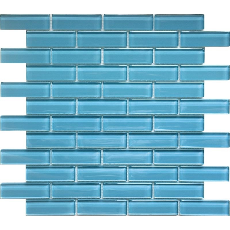 Color Palette Turquoise Glass Mosaic - 1" X 3" Brick - Glossy