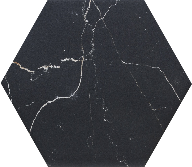 Somport Black Porcelain Tile - Matte - 9" X 9" Hexagon
