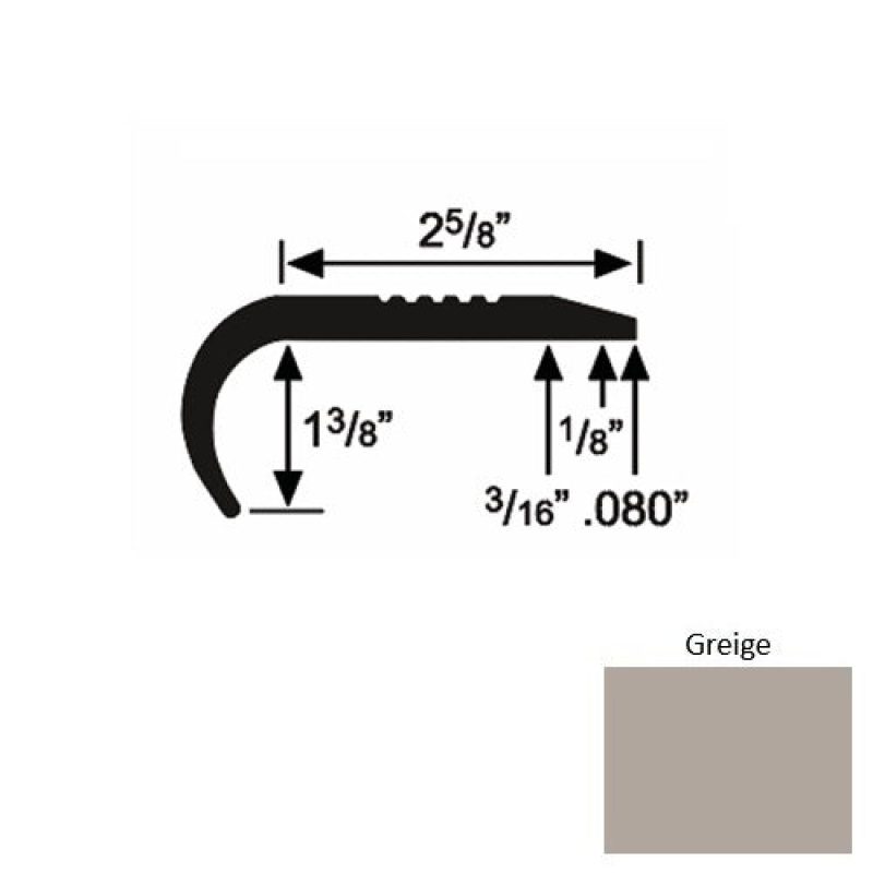 Solid 04 Greige Rubber Residential Stair Nosing