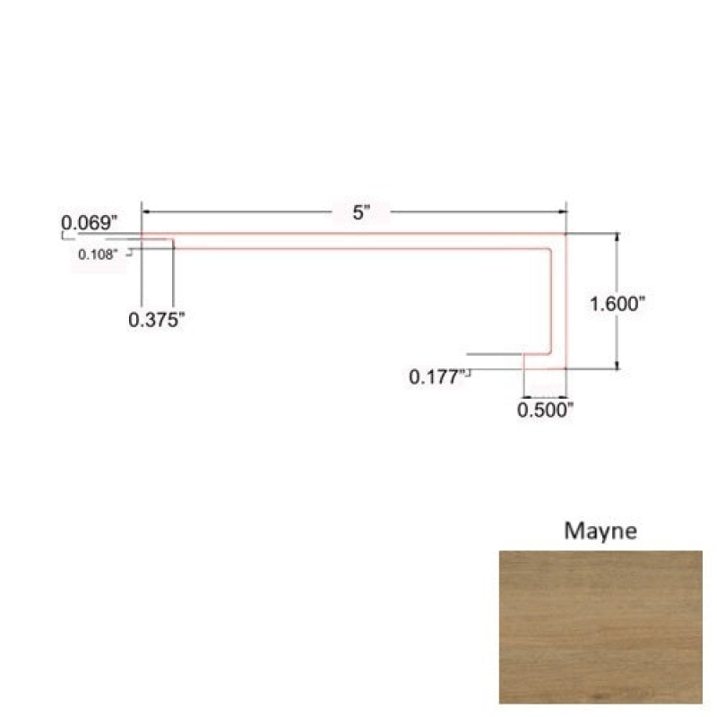 Crystal Mayne Luxury Vinyl Moulding / Trim - 5" X 94" Square Flush Stair Nose - Mineral Enhanced Uv Coating