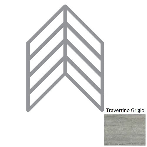 Classic 2.0 Travertino Grigio Chevron Accent Deco Porcelain Tile - Polished - 4" X 24" Chevron