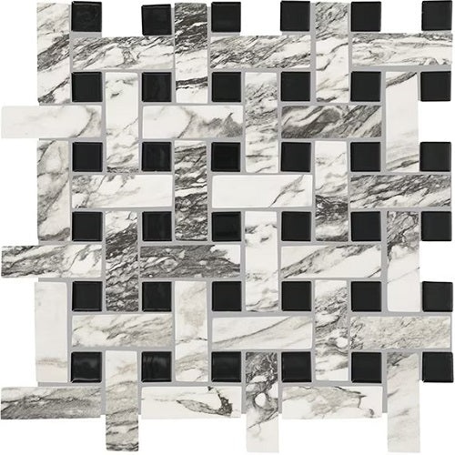 Divinium Calypso Ceramic Mosaic - 1" x 3" Basket Weave - Matte