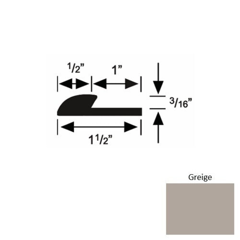Solid 34 Greige Rubber Underlap Carpet Edge