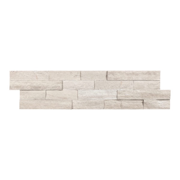 White Wood Marble Ledgestone - Split Face - 6" X 24"