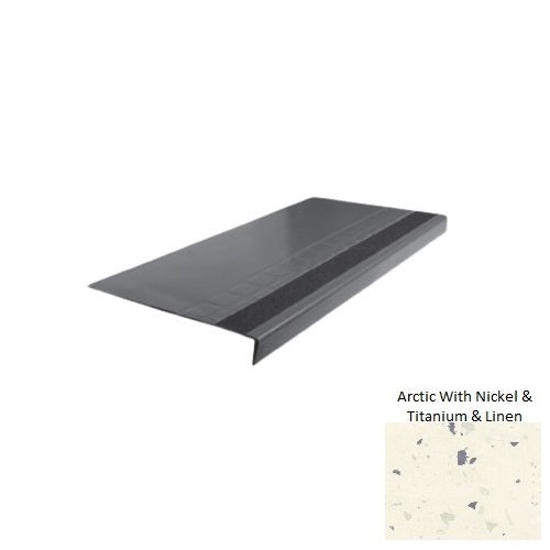 Spextones Arctic With Nickel & Titanium & Linen Type 875 With Flush Ribbed / Smooth Insert Distinct Designs Rubber - 12 1/4" X 72" Stair Tread - Raised Square Design