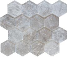 Revere Natural Deco Glass Mosaic - 3" Hexagon - Glossy & Matte