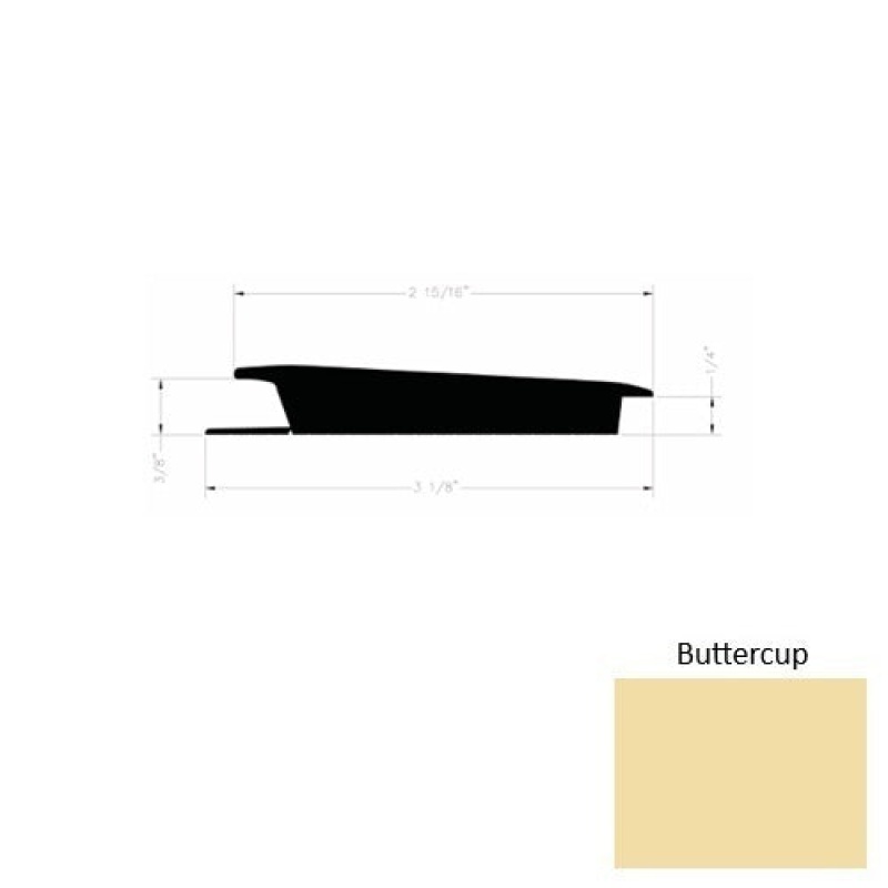 Solid 75 Butter Cup Rubber Rolling Traffic Transition - 3 1/8" X 9 Ft (108") X 3/8" - 1/4"