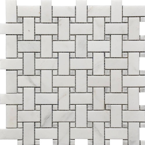 Rock Art Marble Stone & Glass Mosaic - Basket Weave - Polished