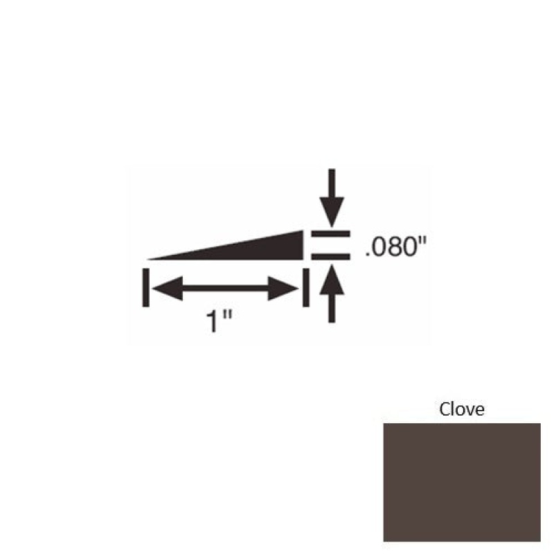 Solid 21 Clove Rubber Reducer Strip - 1" X 9 Ft (108") X 0.080"