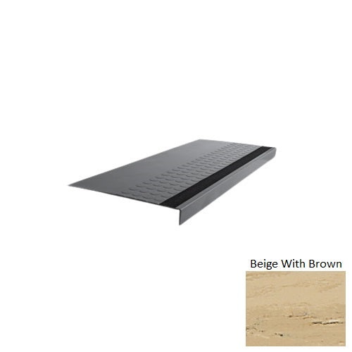 Evolving Styles Creative Elements Beige With Brown Type 776 With Flush Carborundum Stip Distinct Designs Rubber - 12" X 72" Stair Tread - Rgt Radial Ii Raised Disc Design