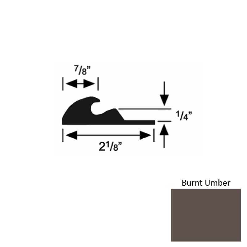 Solid 41 Burnt Umber Rubber Tackless Carpet Bar - 2 1/8" X 9 Ft (108") X 1/4"
