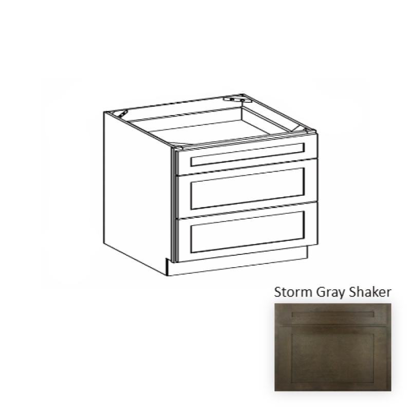 Storm Gray Shaker Wood Bathroom Vanity Drawer Base