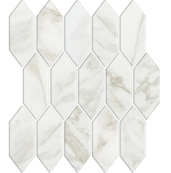 Marble Obsession Arabescato Porcelain Mosaic - 2" X 5" Picket - Satin