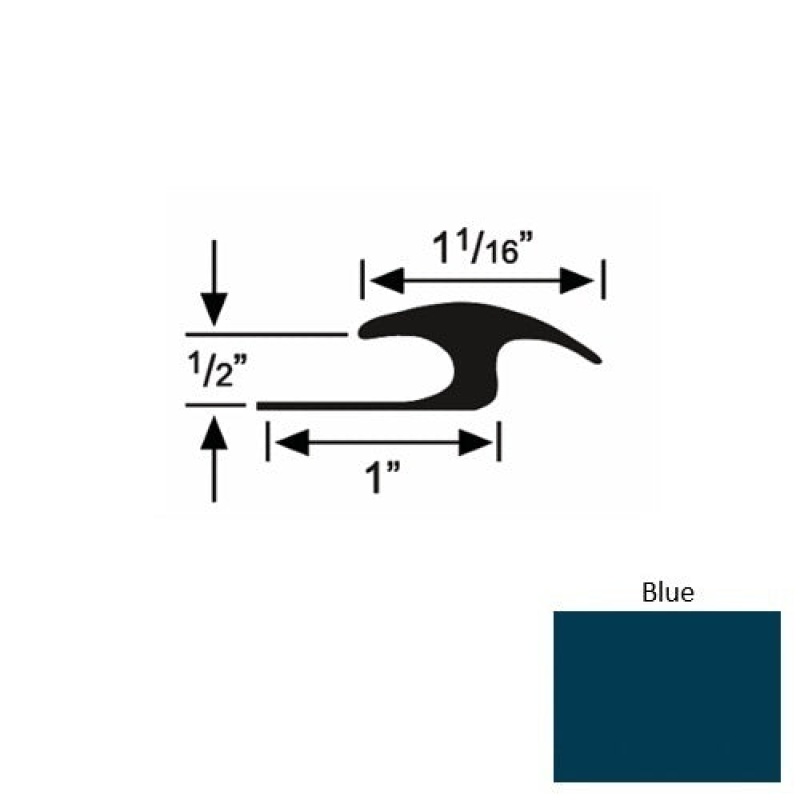 Solid 56 Blue Rubber Tile / Carpet Joiner - 1" X 9 Ft (108") X 1/2"