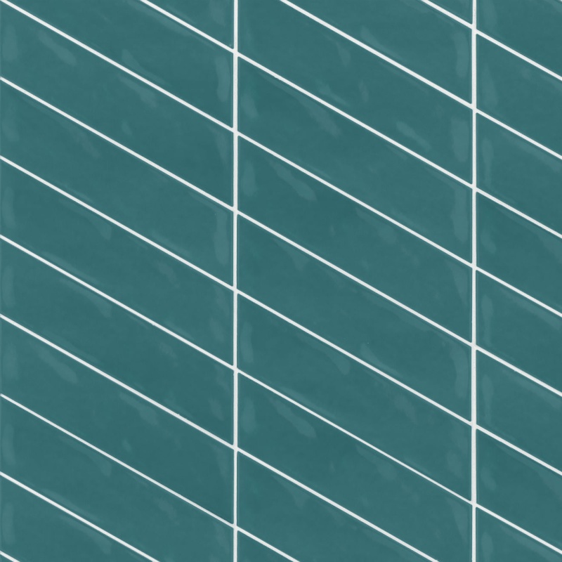 Sorrento Turchese Chevron Right Ceramic Tile - Glossy - 2.5" X 10"