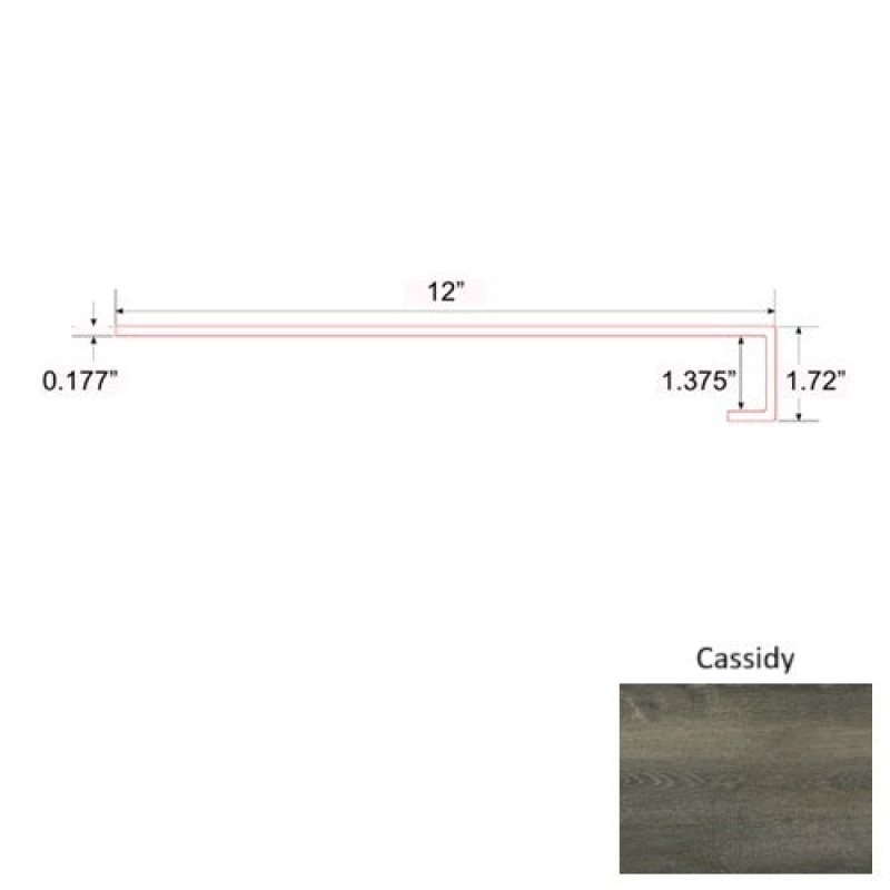 Crystal Cassidy Luxury Vinyl Moulding / Trim - 47" Square Stair Tread - Mineral Enhanced Uv Coating