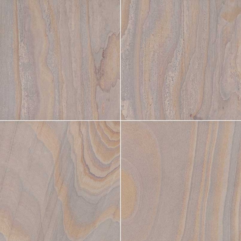 Rainbow Teak Sandstone Tile - Natural Cleft Face, Gauged Back - 12" X 12"