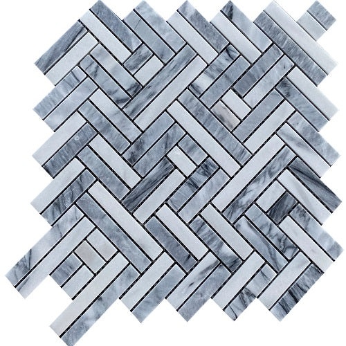 Talento Gris Marble Mosaic - Herringbone - Polished
