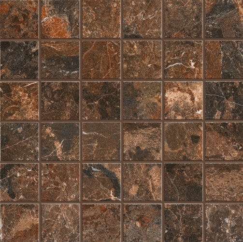 Mun Rust Porcelain Mosaic - 2" X 2" - Matte