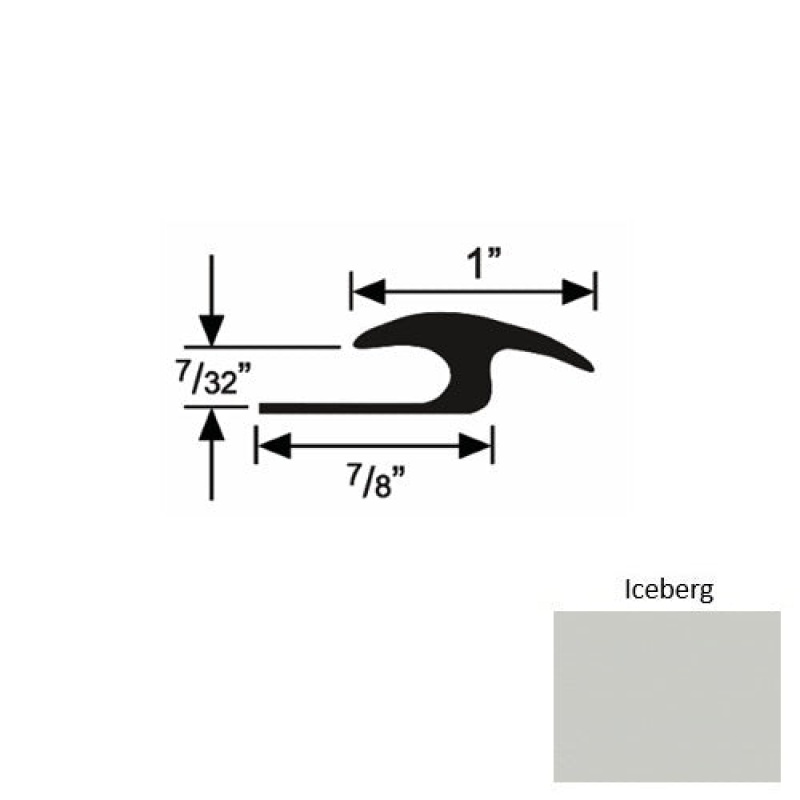 Solid 50 Iceberg Rubber Tile / Carpet Joiner - 7/8" X 9 Ft (108") X 7/32"