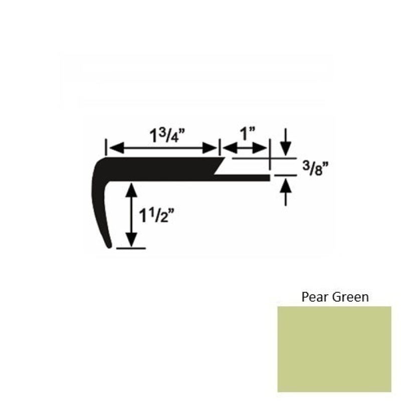 Solid 11 Pear Green Rubber Single Flange Carpet Stair Nosing (Sq) - 1 3/4" X 9 Ft (108")