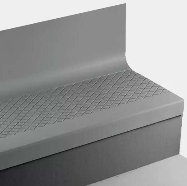 Johnsonite Medium Grey Diamond Textured Rubber Stair Tread with Riser, 19" x 36" Angle Fit (Square)