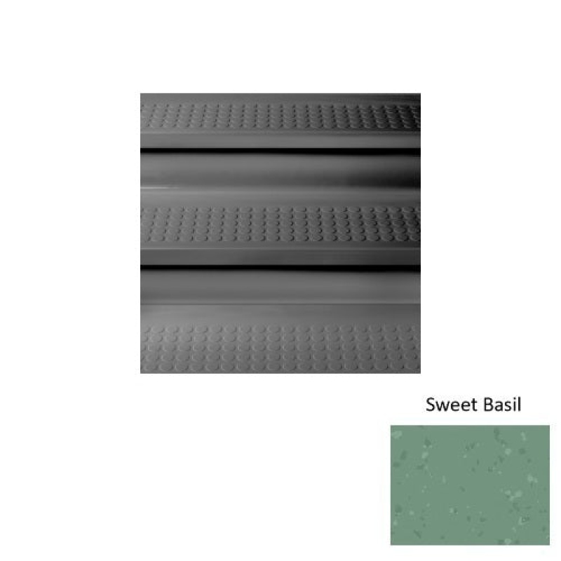 Symmetry 98 Sweet Basil Vantage Raised Circular Rubber (Sq) With Galley Red Abrasive Strip Stair Tread With Dupont Kevlar - Textured