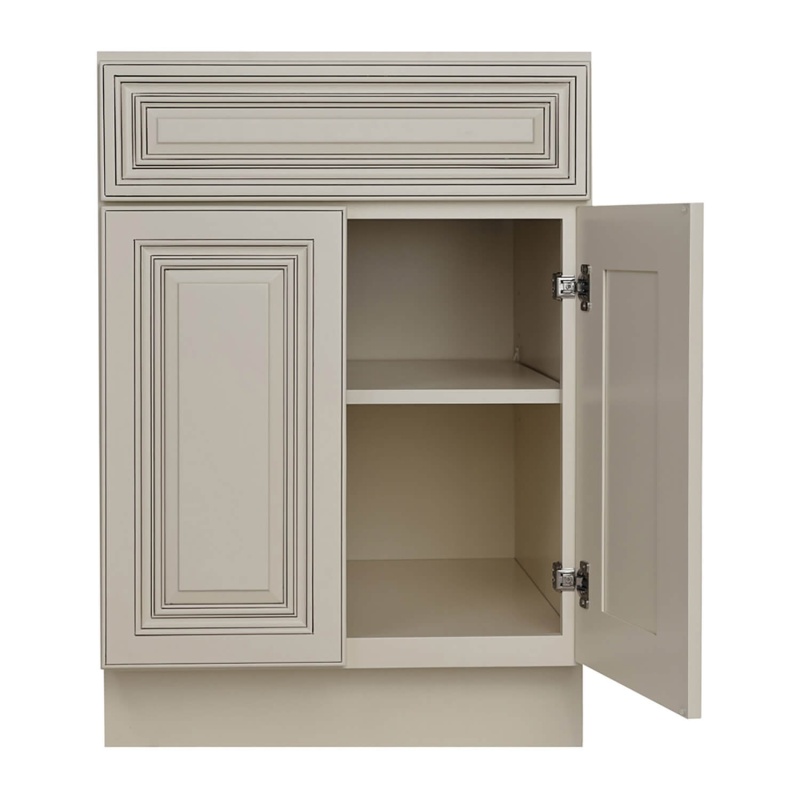 Antique White Wood Kitchen Base Cabinet