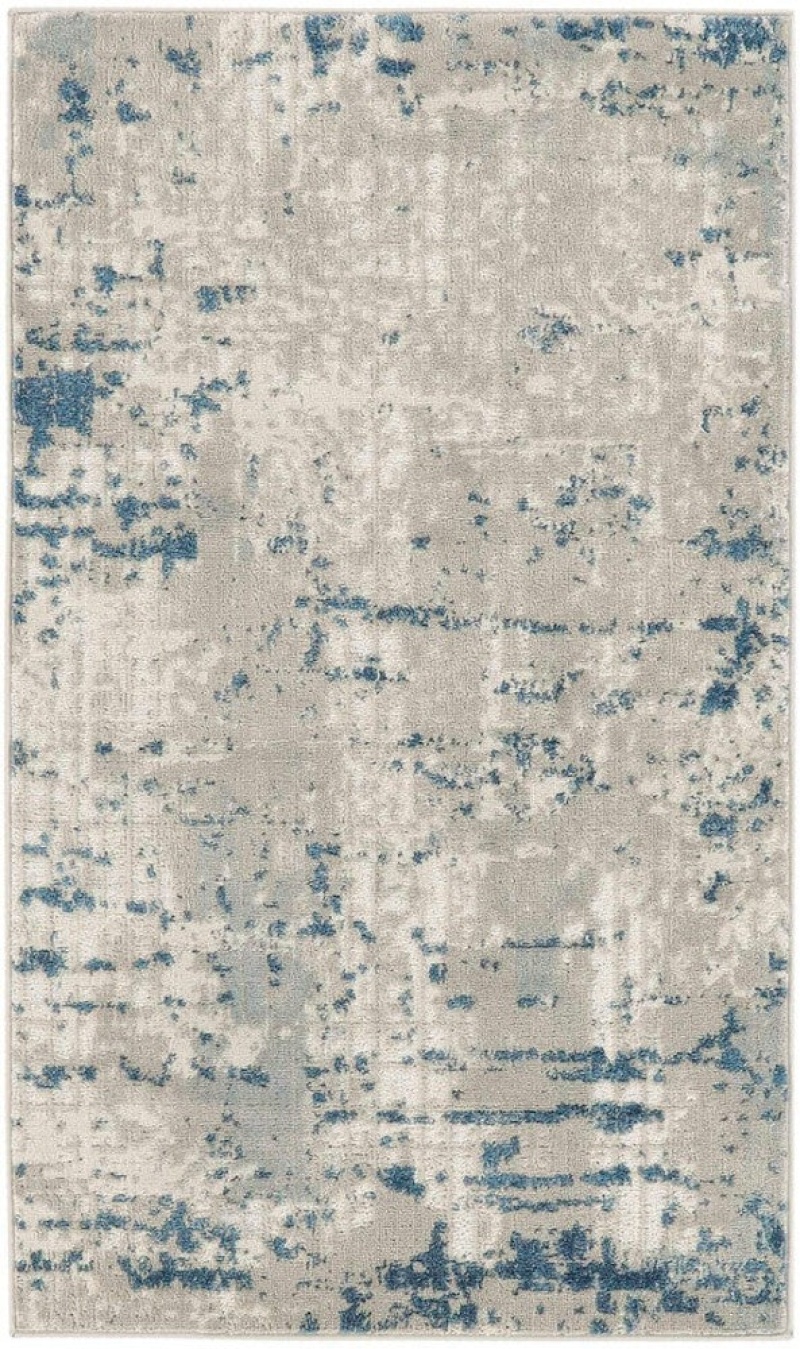 Quarry Ivory Grey Blue Contemporary Area Rug